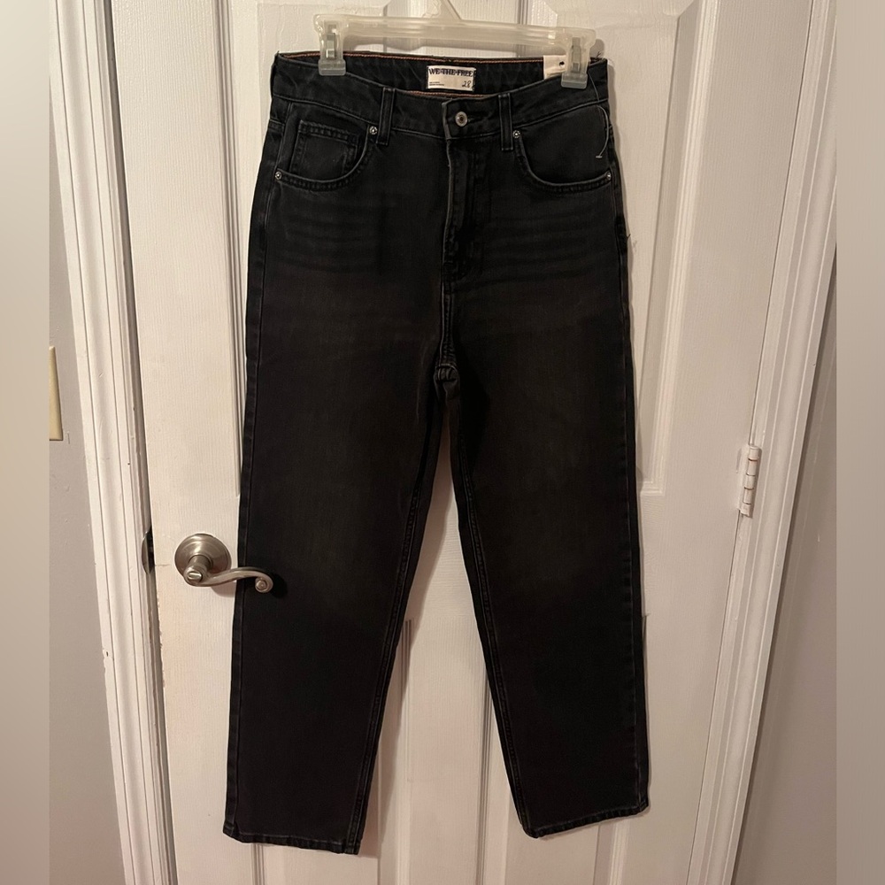 Free People High-Rise Straight Leg Black Jeans